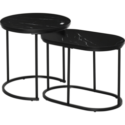 HOMCOM 2 Piece Black Round and Oblong Table Set - Size: 50.5 x 50.0 x 50.0cm - Wilko - thumbnail 3