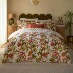 Seventy Three Ishana Double Russet Reversible Floral Duvet Set - Brown - Wilko