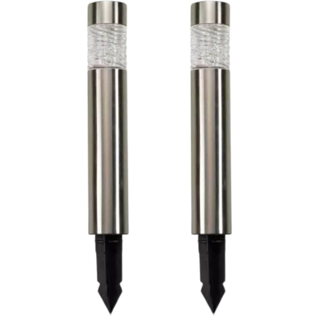 Garden Mile 2 Pack Bollard Solar LED Stake Light - Size: 57 x 20 x 20cm - Silver - Wilko - image 1
