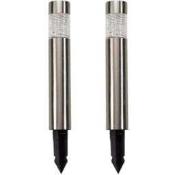 Garden Mile 2 Pack Bollard Solar LED Stake Light - Size: 57 x 20 x 20cm - Silver - Wilko - thumbnail 1