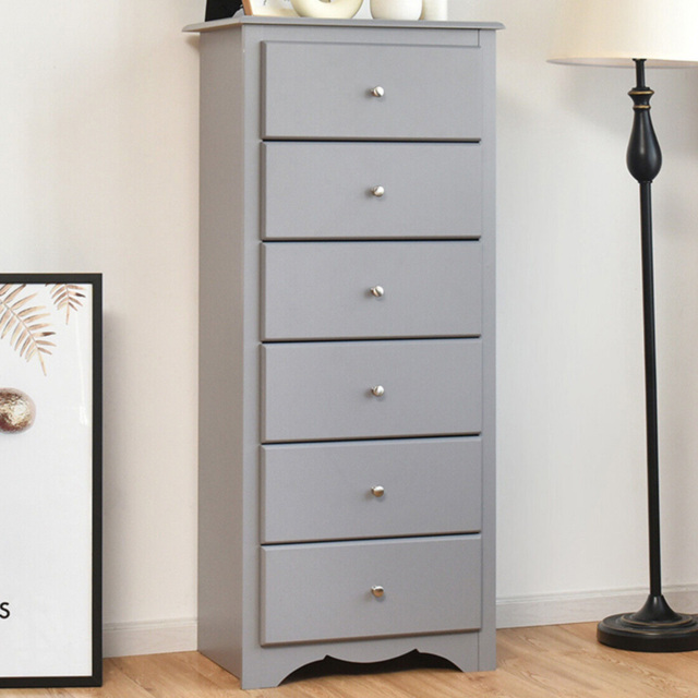 Costway Grey 6 Drawer Freestanding Dresser Cabinet - Size: 59 x 40 x 135cm - Wilko - image 1