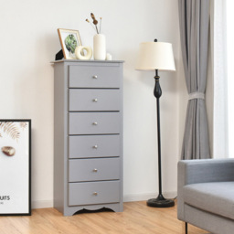 Costway Grey 6 Drawer Freestanding Dresser Cabinet - Size: 59 x 40 x 135cm - Wilko - thumbnail 3