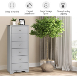 Costway Grey 6 Drawer Freestanding Dresser Cabinet - Size: 59 x 40 x 135cm - Wilko - thumbnail 4