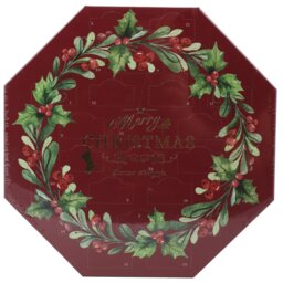 24-Piece Tealight Advent Calendar - Burgundy - Size: 25 x 25 x 4.5 - Wilko - thumbnail 1