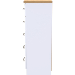 Crowndale Kent 5 Drawer White Ash and Modern Oak Tall Bedside Cabinet Ready Assembled - White Ash & Modern Oak - Wilko - thumbnail 4