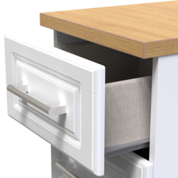 Crowndale Kent 5 Drawer White Ash and Modern Oak Tall Bedside Cabinet Ready Assembled - White Ash & Modern Oak - Wilko - thumbnail 7