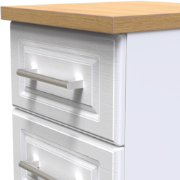 Crowndale Kent 5 Drawer White Ash and Modern Oak Tall Bedside Cabinet Ready Assembled - White Ash & Modern Oak - Wilko - thumbnail 6