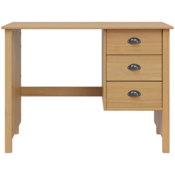 vidaXL Hill 3 Drawer Compact Pine Wood Home Desk Brown - Size: 74 x 100 x 45cm - Wilko - thumbnail 6