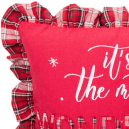 Most Wonderful Time Ruffle Cushion - Red - Wilko - thumbnail 4