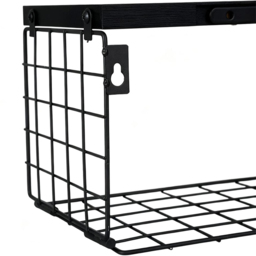 Living and Home Black 2-Tier Wall-Mounted Floating Shelf with Wire Basket - Size: 15.5 x 40 x 14.7cm - Wilko - thumbnail 6
