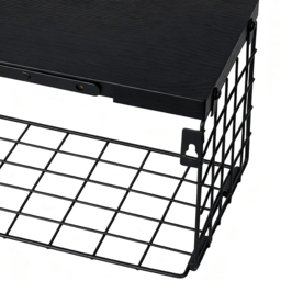 Living and Home Black 2-Tier Wall-Mounted Floating Shelf with Wire Basket - Size: 15.5 x 40 x 14.7cm - Wilko - thumbnail 7
