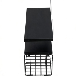 Living and Home Black 2-Tier Wall-Mounted Floating Shelf with Wire Basket - Size: 15.5 x 40 x 14.7cm - Wilko - thumbnail 5