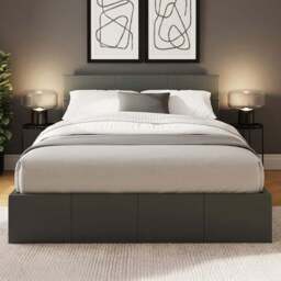 GFW Small Double Grey Faux Leather End Lift Ottoman Bed with Memory Pocket Spring Mattress - Wilko - thumbnail 1