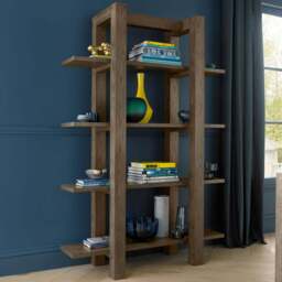Bentley Designs Turin 4 Shelf Dark Oak Shelf Unit - Size: 180 x 120 x 43cm - Brown - Wilko