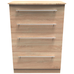 Crowndale Sherwood 4 Drawer Bardolino Oak Deep Chest of Drawers - Brown - Wilko - thumbnail 3