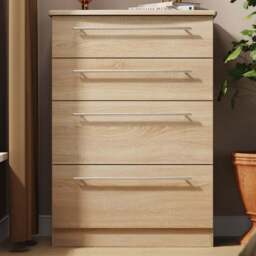 Crowndale Sherwood 4 Drawer Bardolino Oak Deep Chest of Drawers - Brown - Wilko - thumbnail 1