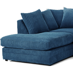 Luxor 3 Seater Marine Blue Jumbo Cord Left Hand Facing Corner Sofa - Wilko - thumbnail 5