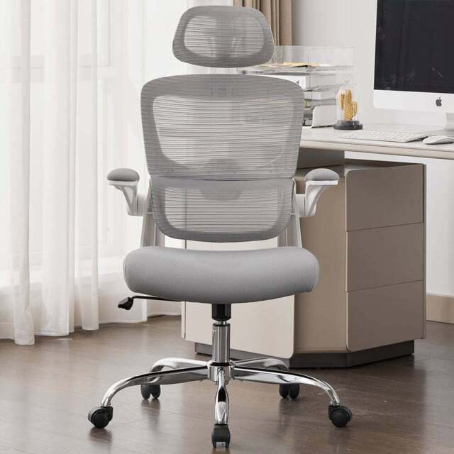Shankar Supreme Grey and White Mesh Office Chair - Size: 119 x 66 x 64cm - Wilko - image 1
