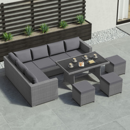 Garden Vida Belgrave Rattan Effect 9 Seater Garden Dining Set Grey - Wilko - thumbnail 5