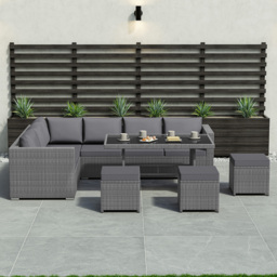 Garden Vida Belgrave Rattan Effect 9 Seater Garden Dining Set Grey - Wilko - thumbnail 4