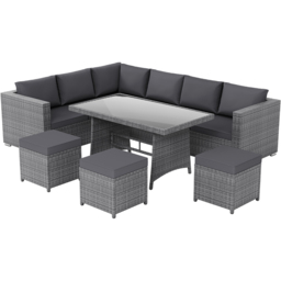 Garden Vida Belgrave Rattan Effect 9 Seater Garden Dining Set Grey - Wilko - thumbnail 3