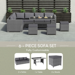 Garden Vida Belgrave Rattan Effect 9 Seater Garden Dining Set Grey - Wilko - thumbnail 7