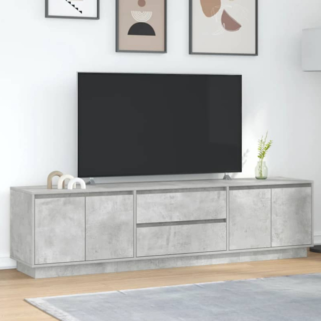 vidaXL 4 Door 2 Drawer Concrete Grey TV Cabinet with LED Lights - Size: 50 x 193.5 x 41cm - Wilko - image 1