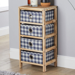 Home Source Weybourne 4 Drawer Fabric Storage Unit - Size: 63 x 30 x 25cm - Brown - Wilko