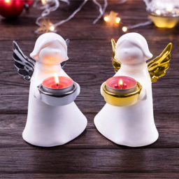 St Helens Silver Wings Ceramic Angel Tealight Holder - Size: 160 x 100 x 120cm - Wilko - thumbnail 4
