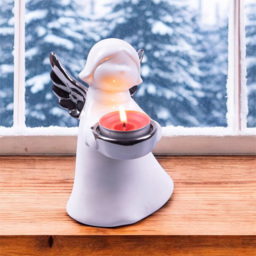 St Helens Silver Wings Ceramic Angel Tealight Holder - Size: 160 x 100 x 120cm - Wilko - thumbnail 3