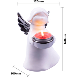 St Helens Silver Wings Ceramic Angel Tealight Holder - Size: 160 x 100 x 120cm - Wilko - thumbnail 6
