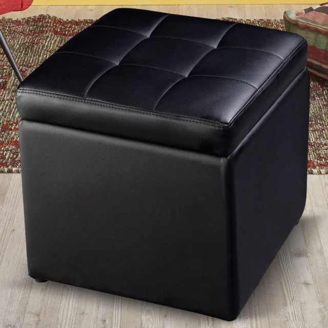 Costway Black Foldable Cube Storage Ottoman - Size: 43 x 43 x 42cm - Wilko - image 1