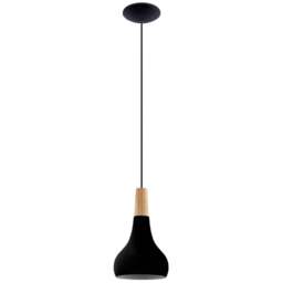EGLO Sabinar Black Metal and Wood Pendant Light 18cm - Size: 18.0 x 18.0 x 110.0cm - Wilko