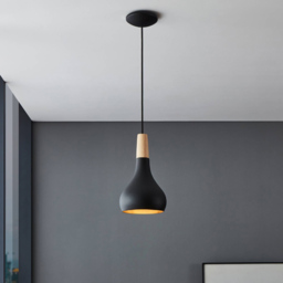 EGLO Sabinar Black Metal and Wood Pendant Light 18cm - Size: 18.0 x 18.0 x 110.0cm - Wilko - thumbnail 3
