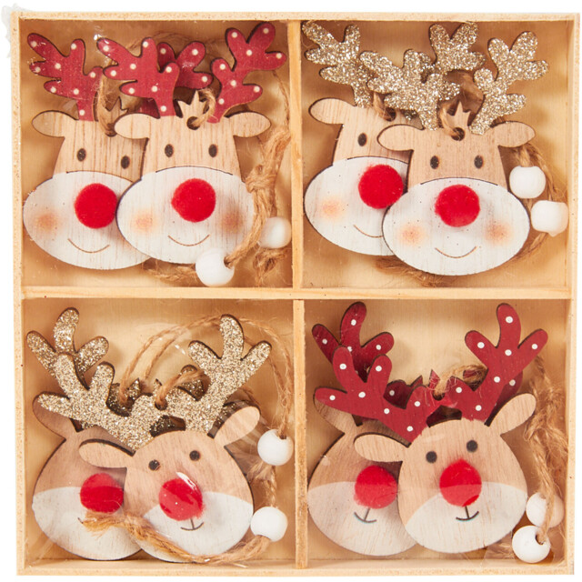 Set of 8 Hanging Reindeer Decorations - Size: 8 Pack - Wilko - image 1