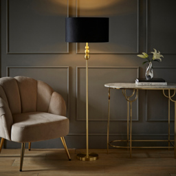 ValueLight Marissa Black Velvet Gold Inner Shade Gold Stacked Ball LED Floor Lamp - Size: 145 x 45 x 45cm - ValueLights - Wilko - thumbnail 3
