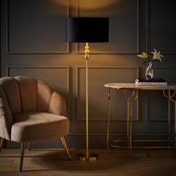 ValueLight Marissa Black Velvet Gold Inner Shade Gold Stacked Ball LED Floor Lamp - Size: 145 x 45 x 45cm - ValueLights - Wilko - thumbnail 7