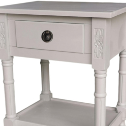 Acacia Home Art Deco Single Drawer Medium Solid Pine Wood Side Table - Size: 65 x 45 x 35cm - Grey - Wilko - thumbnail 4