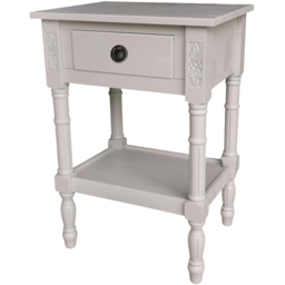 Acacia Home Art Deco Single Drawer Medium Solid Pine Wood Side Table - Size: 65 x 45 x 35cm - Grey - Wilko - thumbnail 3