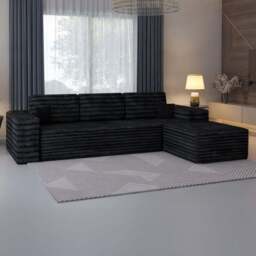 Sliding Wardrobes 4U 3 Seater L Shaped Black Corner Sofa with Reversible Chaise - Wilko