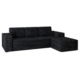 Sliding Wardrobes 4U 3 Seater L Shaped Black Corner Sofa with Reversible Chaise - Wilko - thumbnail 3