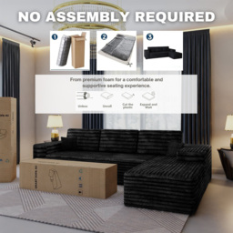 Sliding Wardrobes 4U 3 Seater L Shaped Black Corner Sofa with Reversible Chaise - Wilko - thumbnail 7