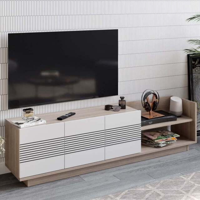 Decorotika Viano 3 Door 2 Shelf Cordoba and White TV Unit - Size: 43.1 x 167.6 x 35.3cm - Multi - Wilko - image 1