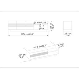 Decorotika Viano 3 Door 2 Shelf Cordoba and White TV Unit - Size: 43.1 x 167.6 x 35.3cm - Multi - Wilko - thumbnail 7