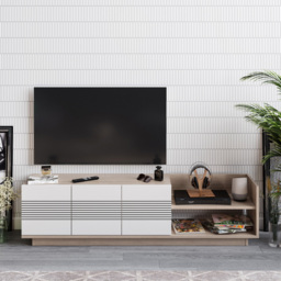 Decorotika Viano 3 Door 2 Shelf Cordoba and White TV Unit - Size: 43.1 x 167.6 x 35.3cm - Multi - Wilko - thumbnail 4
