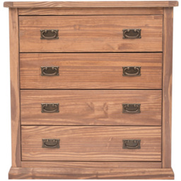 Tirolo 4 Drawer Light Brown Chest of Drawers with Brass Drop Handles - Wilko - thumbnail 4