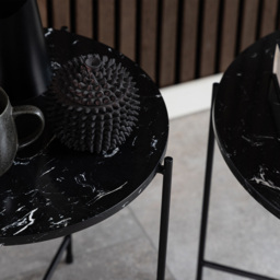 Florence Avila Black Polished Marble Stone Side Table - Brown - Furniture To Go - Wilko - thumbnail 7
