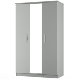 Crowndale Knightsbridge 3 Door Grey Gloss and Dusk Grey Mirror Wardrobe Ready Assembled - Grey Gloss & Dusk Grey - Wilko - thumbnail 4