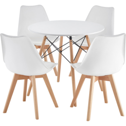 Comfy Living 4 Seater Round Dining Set White - Wilko - thumbnail 3