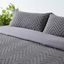 Yard Chevron Single Charcoal Duvet Set - Grey - Yard Living - Wilko - thumbnail 3